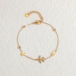 Gold color / 1 Piece Simple Classic Style Aeroplane Shape Stainless Steel  Gold Color Women's Charm Bracelet Picture7